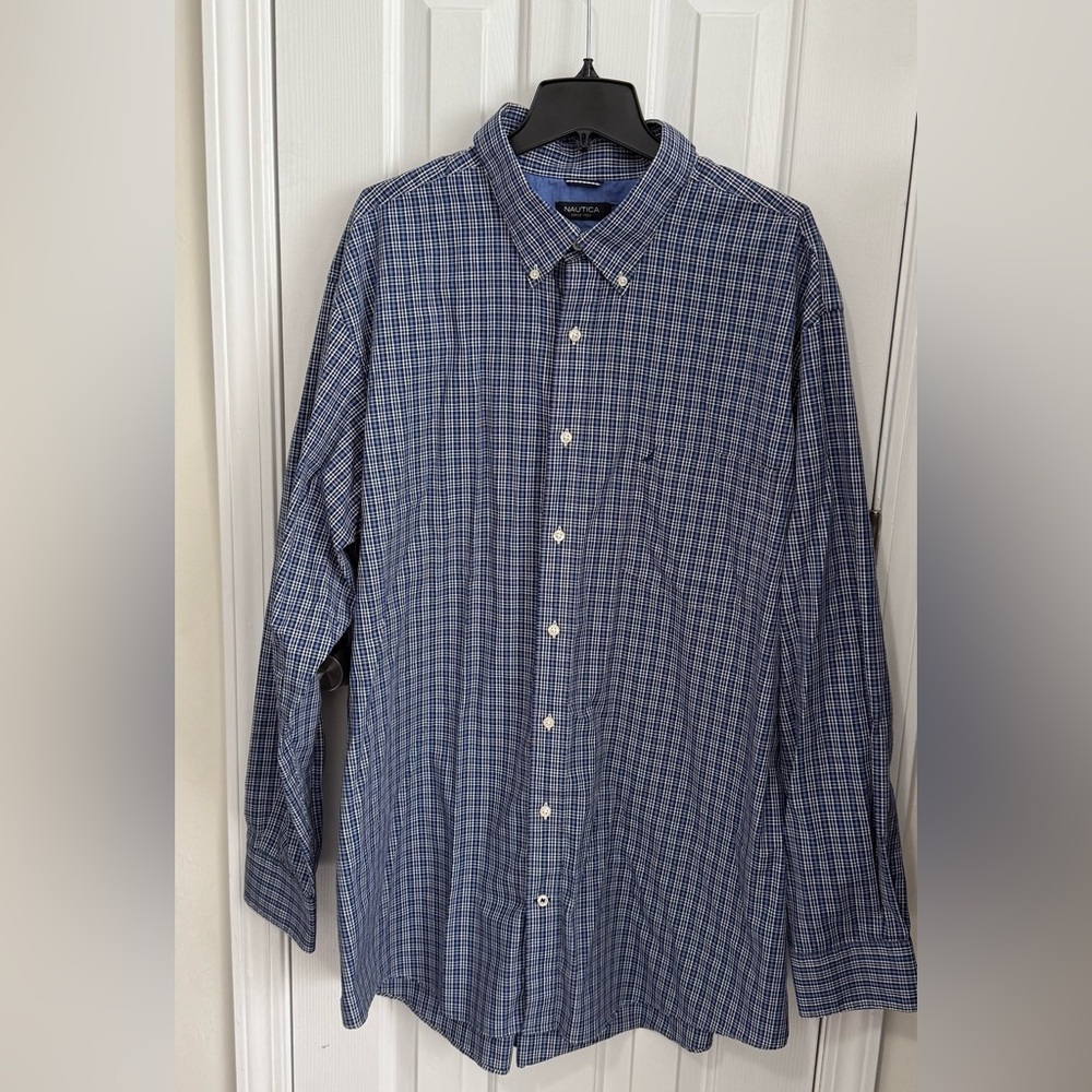 Nautica Blue Casual Button Down Shirt